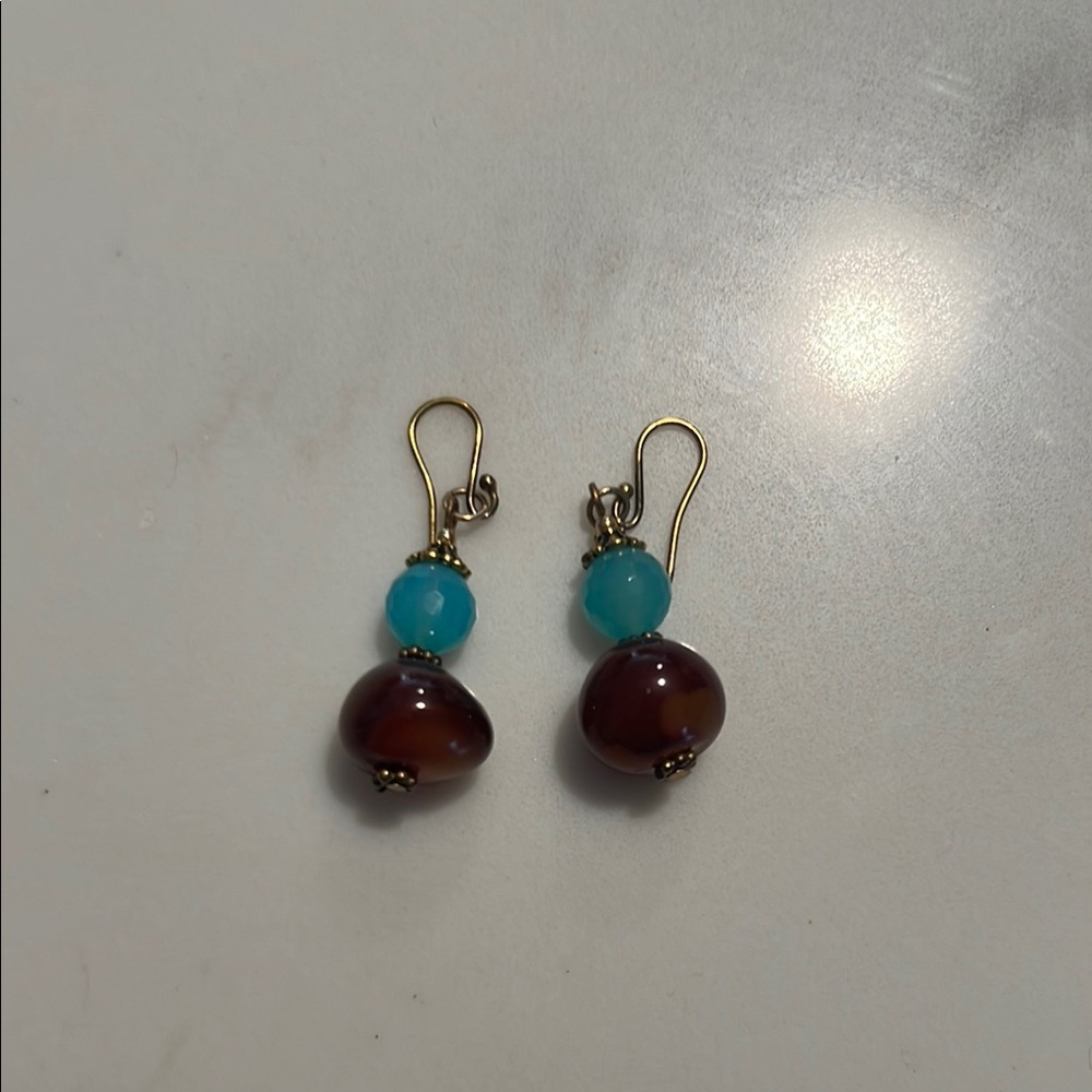 Elegant Gold and Blue Earrings